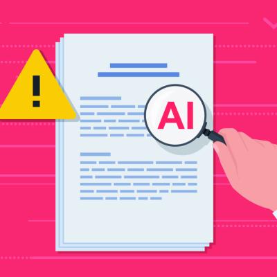 Vector illustration depicting AI detection in checking documents.