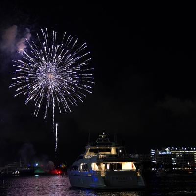 Fireworks display at the Bayfront Park in Miami, Florida.