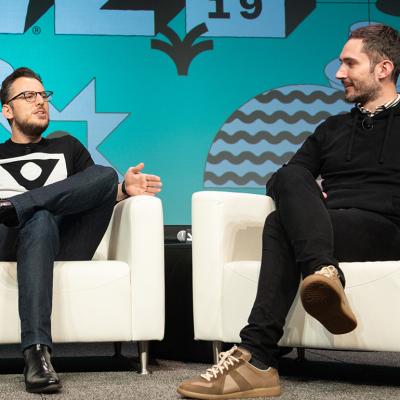 Instagram co-founders Mike Krieger (L) and Kevin Systrom (R) being on stage during the 2019 SXSW Conference and Festival in Austin, Texas, USA.