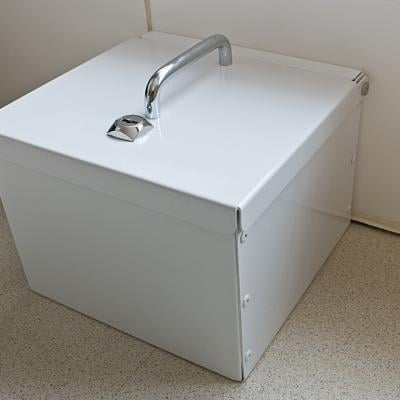 A lockable medicine cabinet for household use.