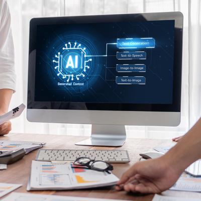 Generative AI virtual assistant tools utilized by analysts during a meeting.