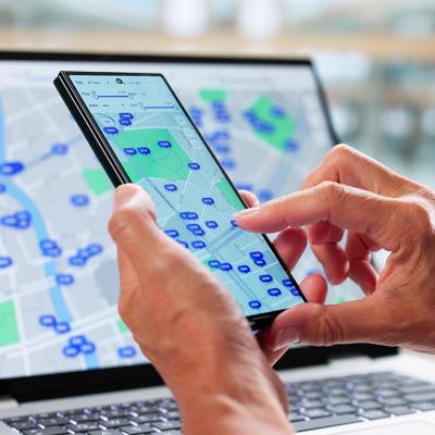 A user tracks property listing in an area using maps.