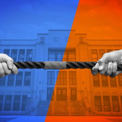 A custom collage showing a tug of war, depicting negotiation dynamics.