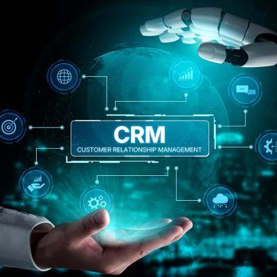 A creative graphic of CRM systems for business automation.