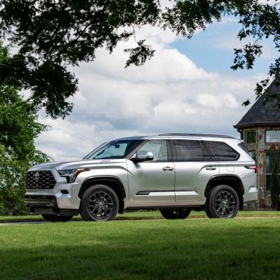 A silver 2026 Toyota Sequoia SUV parked outdoors.