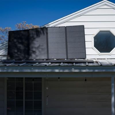 Solar roof panels installed in a residential house. 