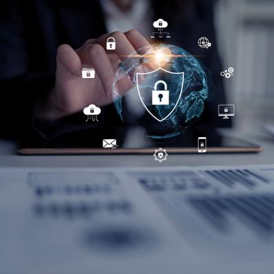 A cyber security analyst protecting digital content against breaches, hacks, and network attacks using defense strategies and tools. 