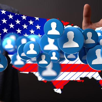An illustration representing citizens' data and connections across the United States.