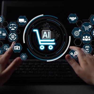 Concept graphics of integrating AI into online shopping.