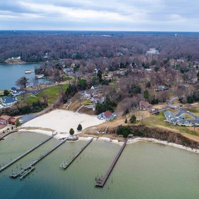 Aerial view of waterfront houses in St. Mary's County, part of the Solomon Islands in Lexington Park, Maryland.