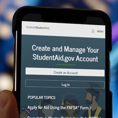 Interface of the Federal Student Aid app displayed on a smartphone.