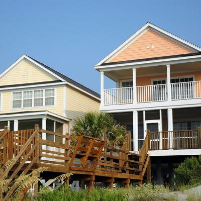 Colorful modern luxury beach rental homes.