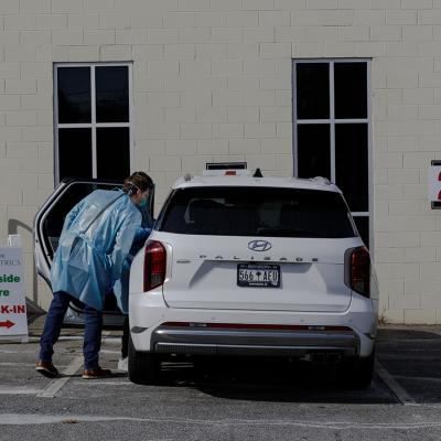 Parkside Pediatrics providers assessing a patient with measles symptoms in Spartanburg, South Carolina, USA.