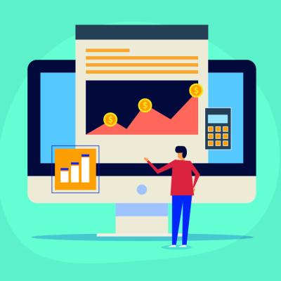 A vector illustration of a business tracking software for expenses charts.