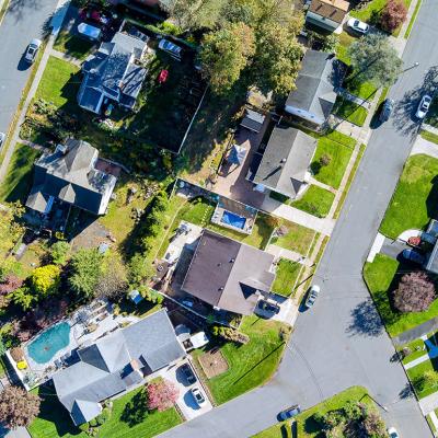 Aerial view of a residential area in New Jersey.