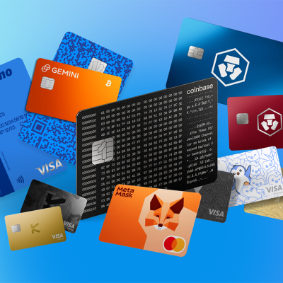 An assortment of crypto rewards cards