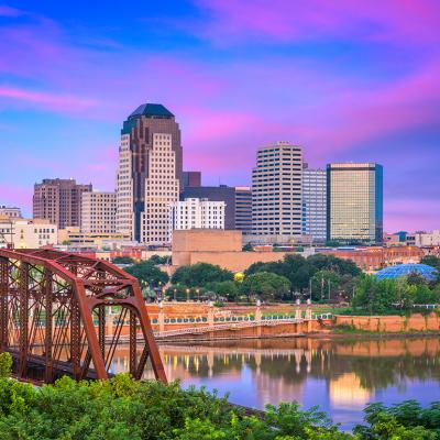 A view of Shreveport's downtown skyline in Louisiana.