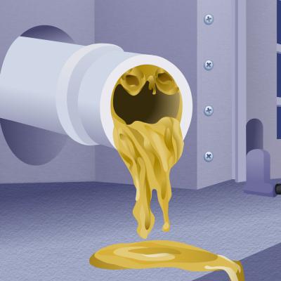 A custom illustration of zooglea coming out of sewage pipes.