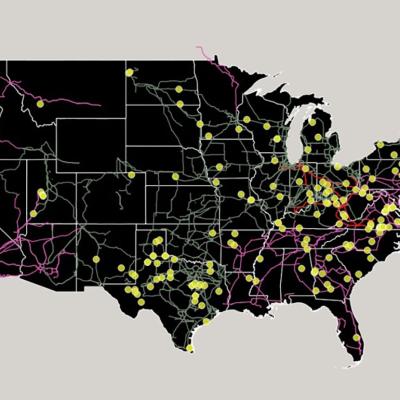 A map showing the geographic distribution of rural data center development across the United States.