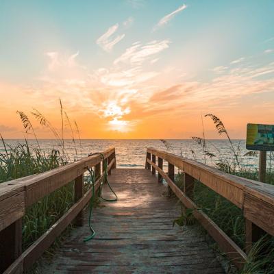 The beach trail through the sand dunes in Jensen Beach, Florida.