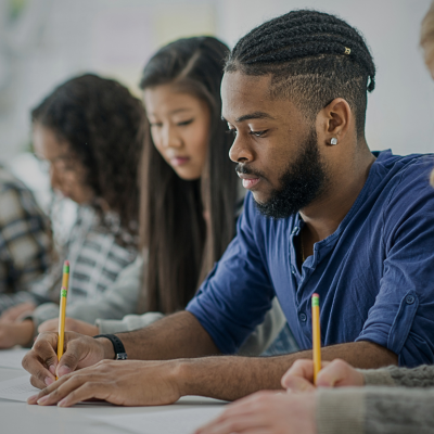 Students taking a test.