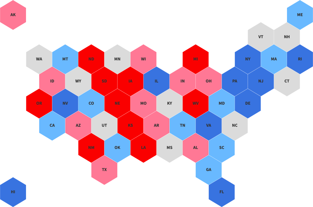 Map of states showing which areas are most impacted by tariffs.