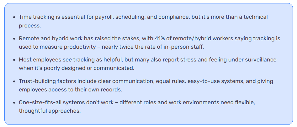 Blue box of five key points