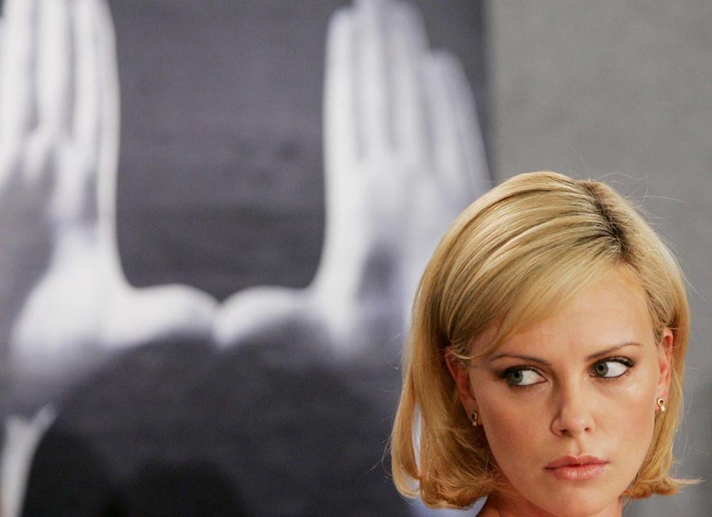 Actress Charlize Theron participates in a press conference for the film "North Country" during the 2005 Toronto International Film Festival September 12, 2005.