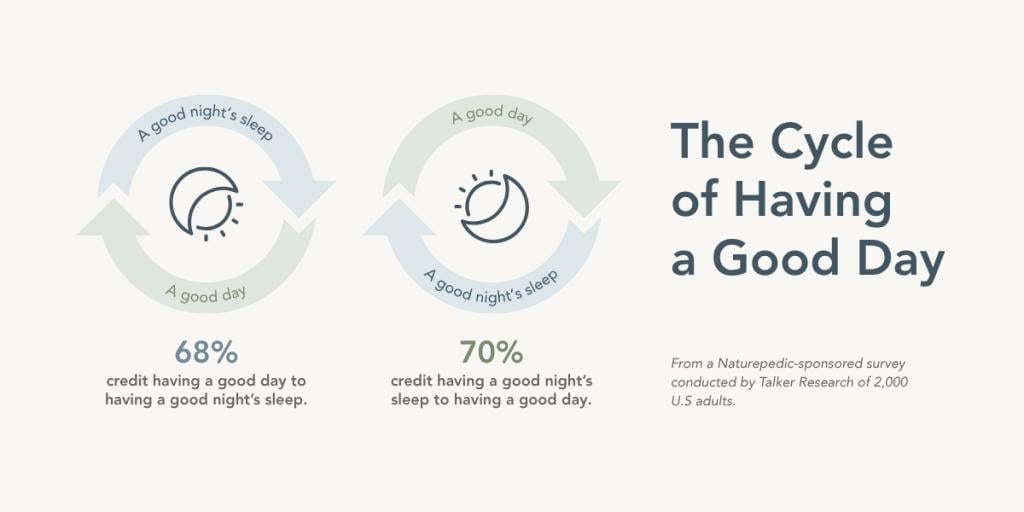 Cycle showing the relationship between a good night of sleep and having a good day.