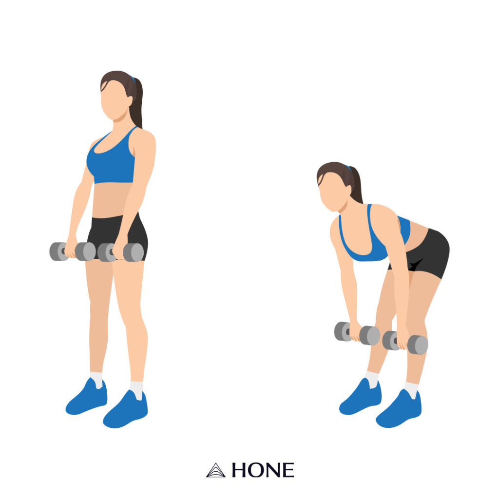 Custom illustration of a figure of a woman doing deadlifts.