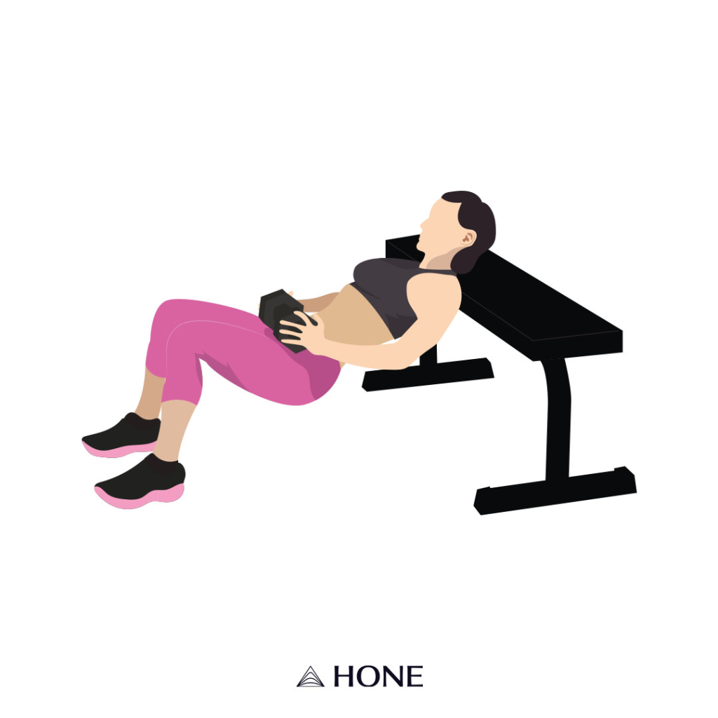 Custom illustration of a figure of a woman doing hip thrusts.