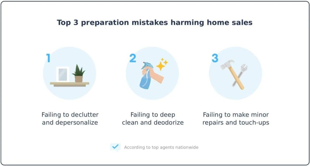 Infographic on the top 3 preparation mistakes harming home sales.
