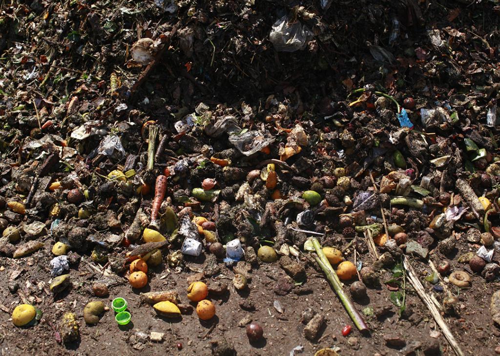 Food waste is seen at the Staten Island Composting Facility in New York City.