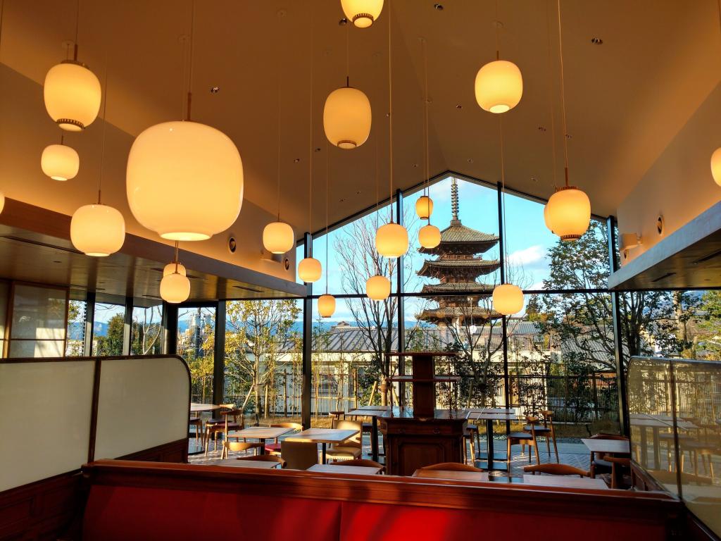 A view of lobby of Hotel Seiryu Kyoto Kiyomizu with many lanterns hanging from ceiling.