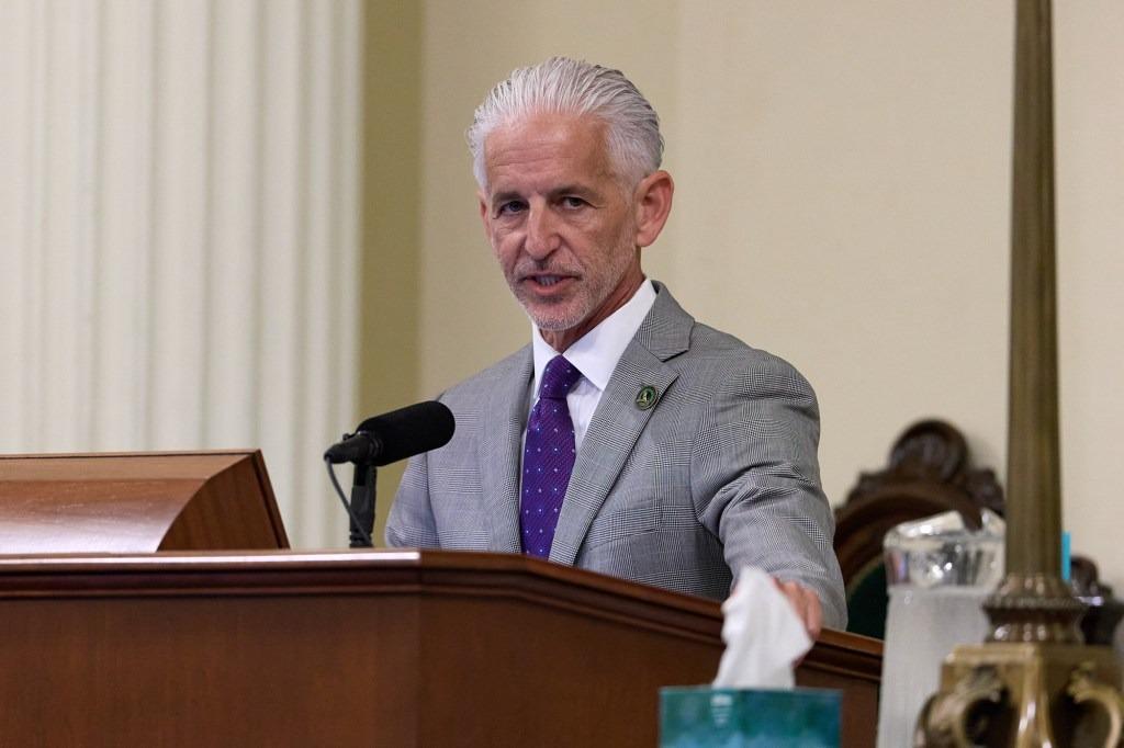 Assemblymember Josh Lowenthal at the dais during an Assembly floor session at the state Capitol in Sacramento on Aug. 21, 2025. 