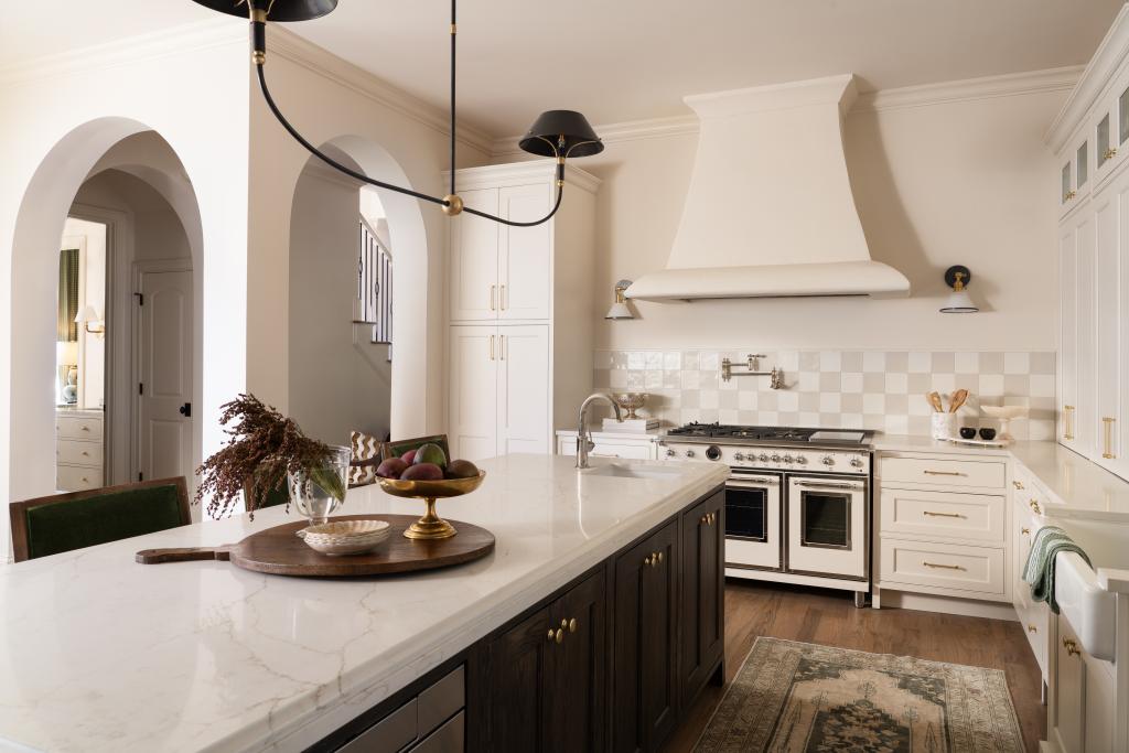 Home interior focusing on kitchen with elegant, modern yet traditional details.