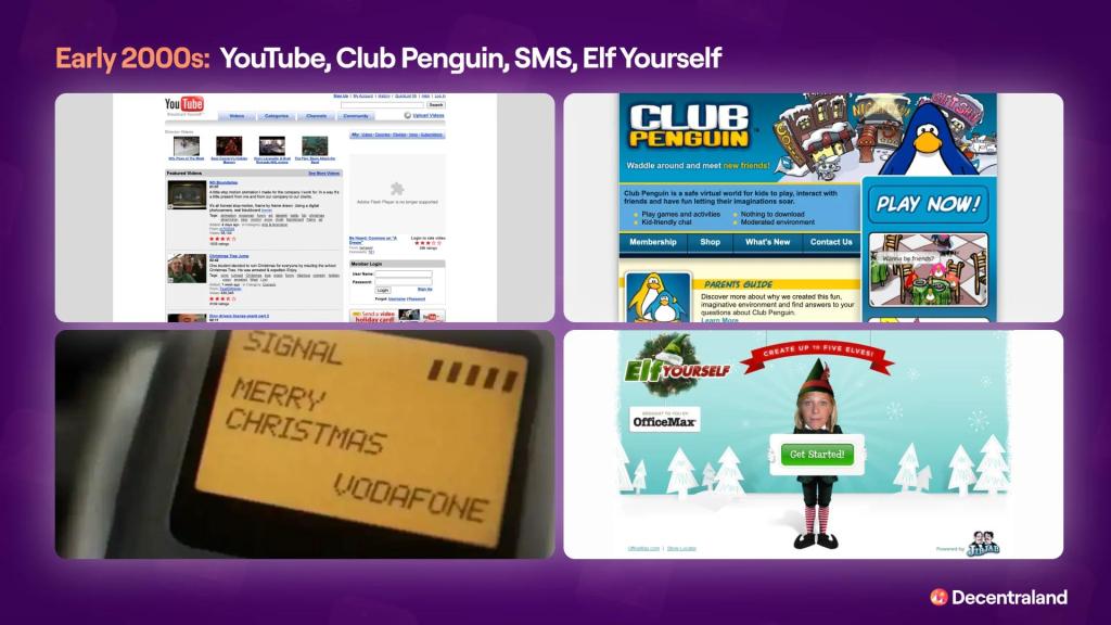 An infographic on the early 2000s (YouTube, Club Penguin, SMS, Elf Yourself).