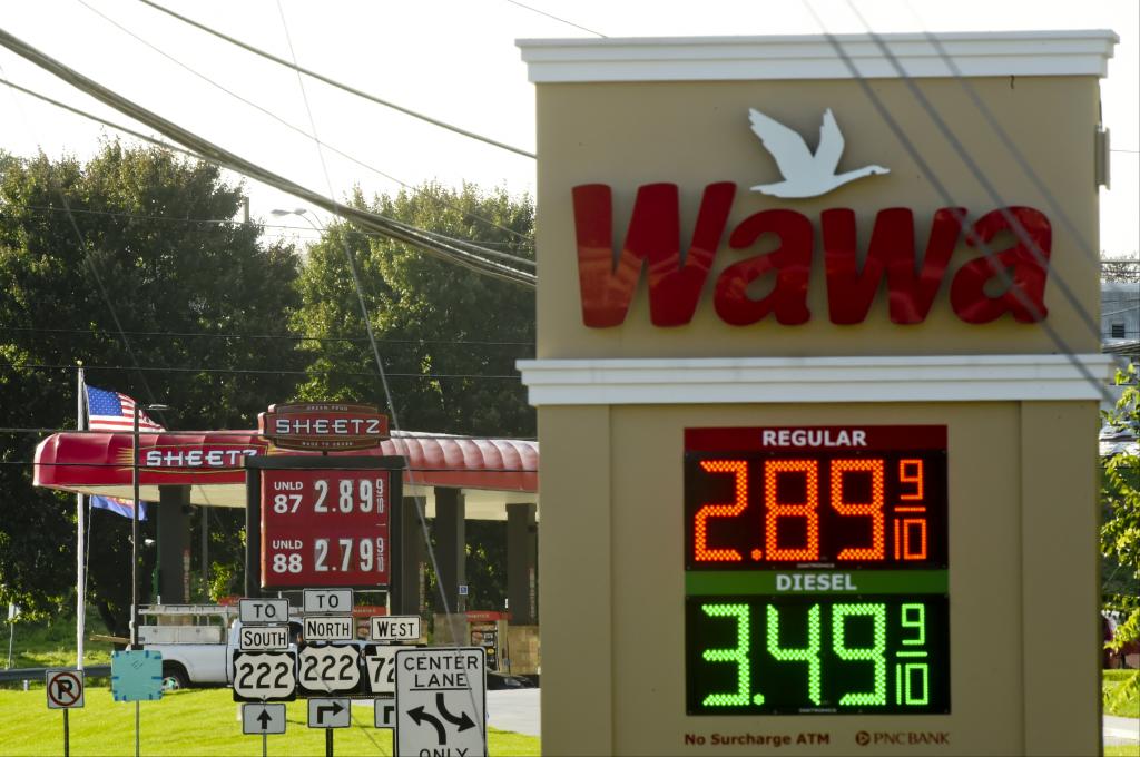 awa and Sheetz are a few blocks apart along Lancaster Avenue in Cumru Township, Pennsylvania.