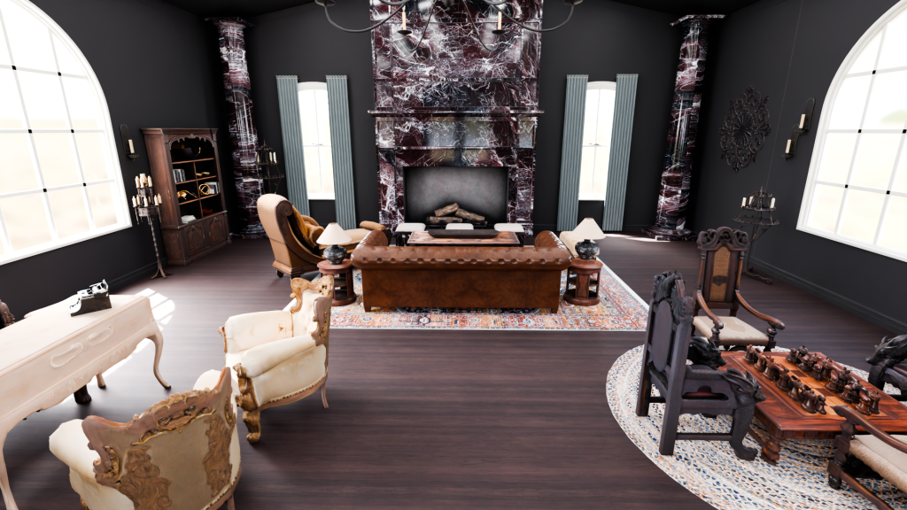 Interior of a living room inspired by the TV show, Game of Thrones, as designed by Interiors by Design.
