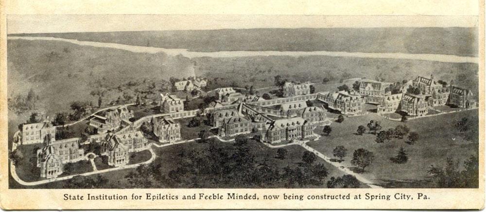 A historic image of the 'State Institution for Epiletics and Feeble Minded'.