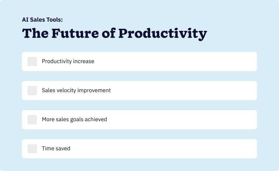 A checklist-style infographic showing AI sales tools productivity benefits.