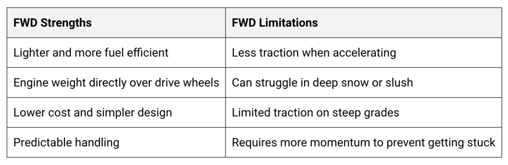 Table listing strengths and limitations of FWD.