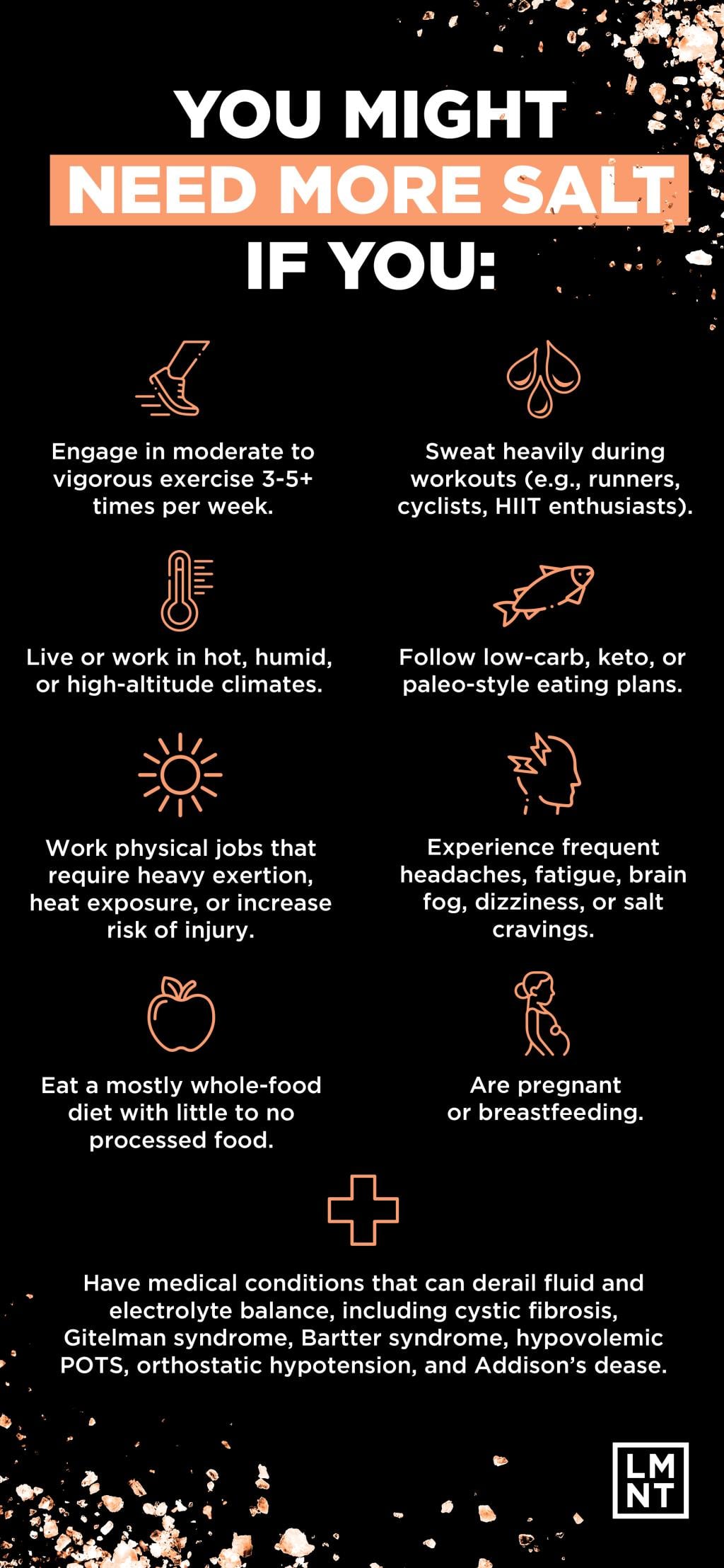Infographic listing situations where you might need more salt.