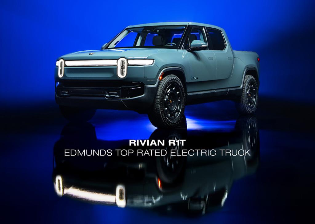 This photo provided by Edmunds shows the Rivian R1T, the Edmunds Top Rated Electric Truck for 2026. 
