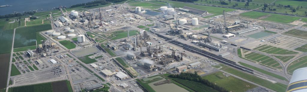 Aerial view of the CF Industries complex in Donaldsonville, Louisiana, the world’s largest ammonia and nitrogen plant.