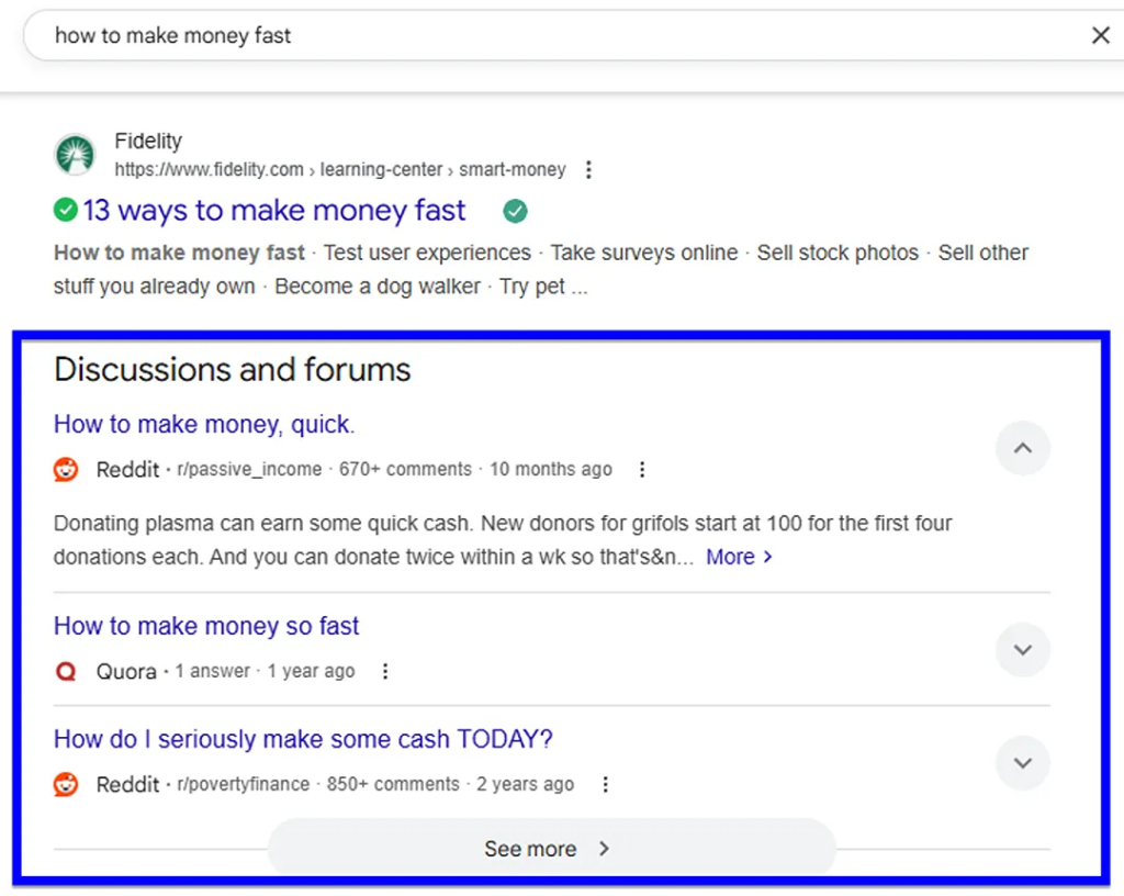 A screenshot of a discussion and forums page on Reddit.