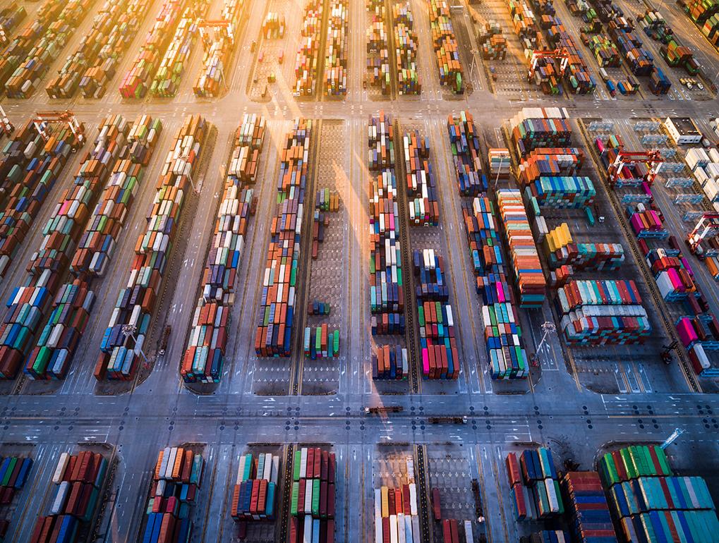Rows of loaded cargoes at the Shanghai Port, one of the largest cargo ports in the world.