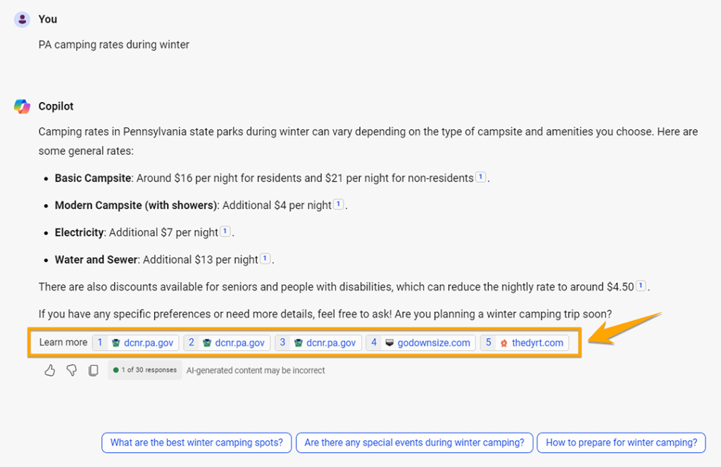 A screenshot of an AI prompt ran manually on Copilot.