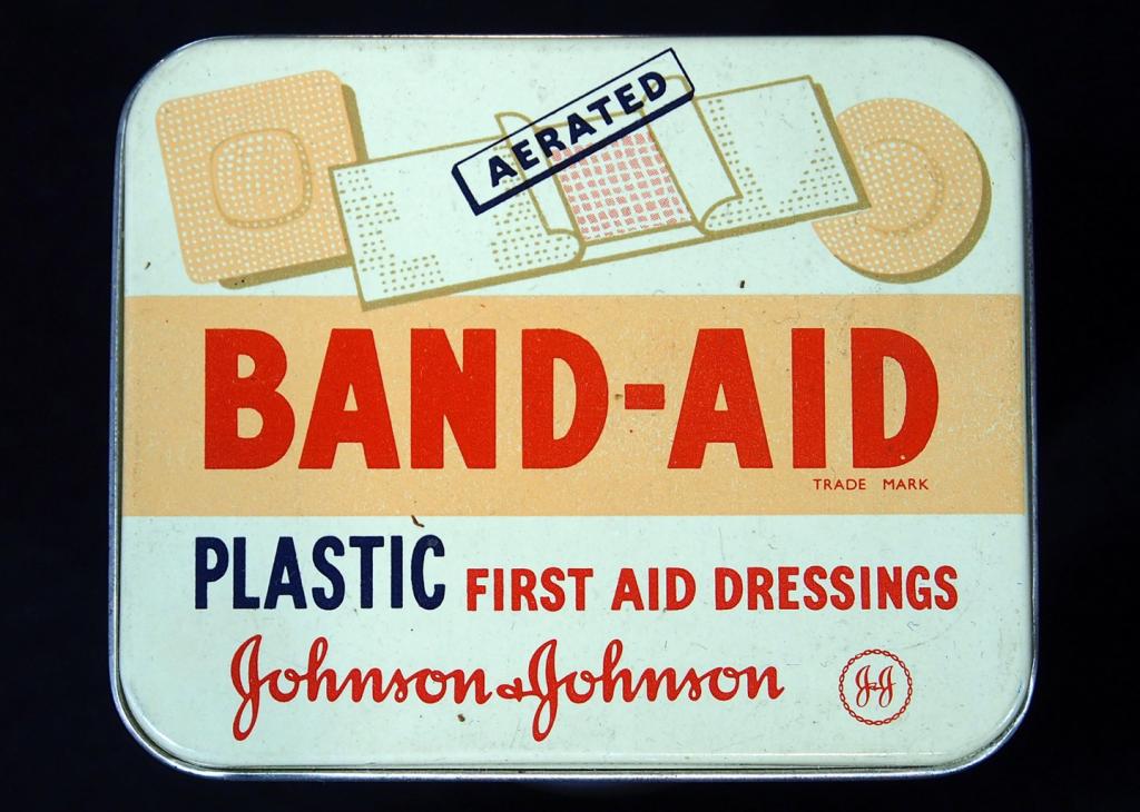 A vintage box of band-aid first aid dressings