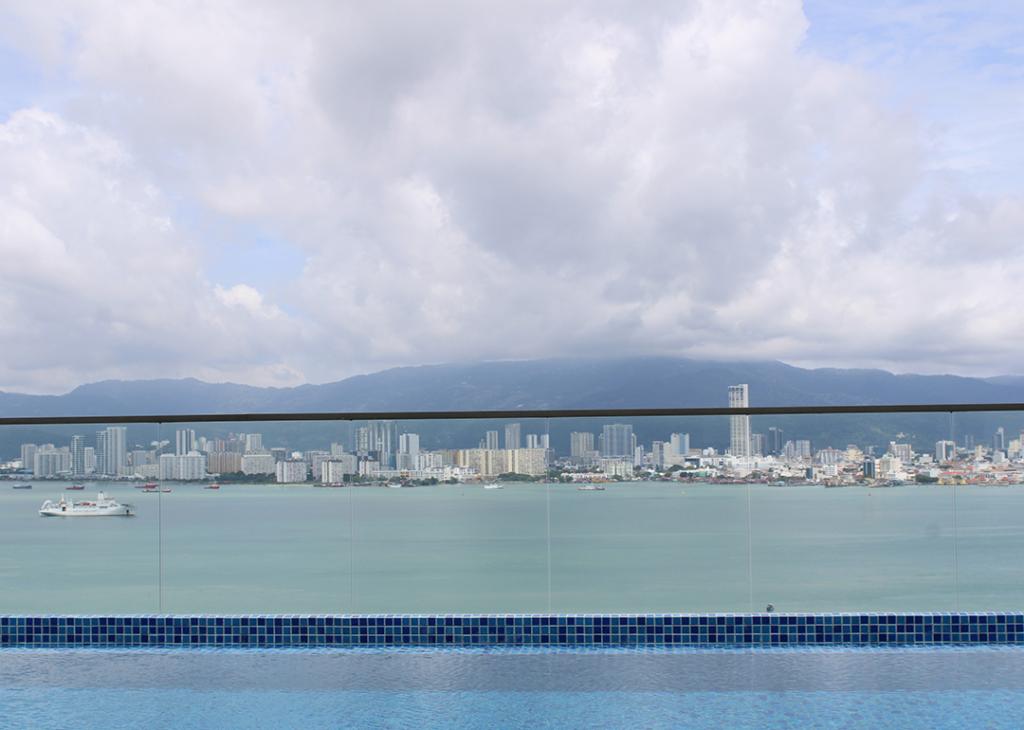 A panoramic aerial view of Georgetown, Penang island in Malaysia.